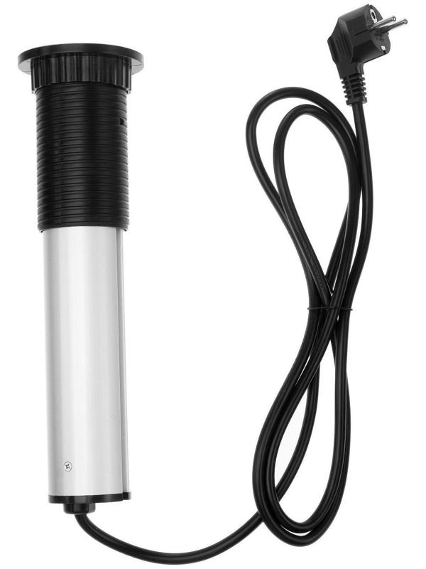 Розетка выдвижная, Luazon, 16 А, трёхместная, в стол, 2xUSB, 2.1 A, цвет серебро