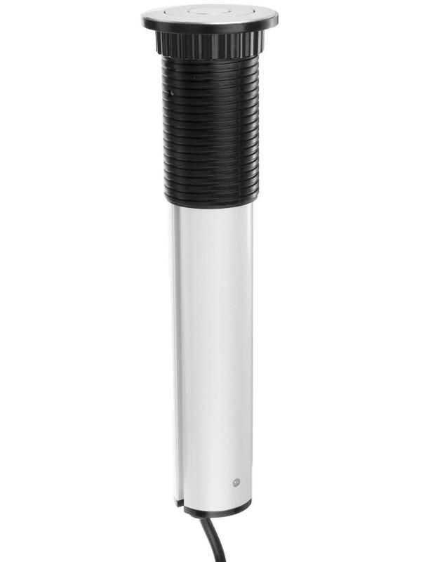 Розетка выдвижная, Luazon, 16 А, четырёхместная, в стол, 2xUSB, 2.1 A, цвет серебро