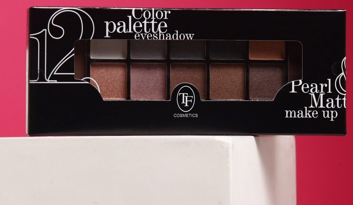 Тени для век TF Color Palette Eyeshadow 12 оттенков, тон 02C Коричнево-бежевая гамма