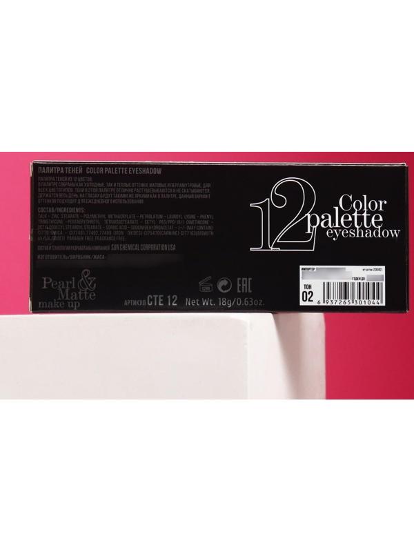 Тени для век TF Color Palette Eyeshadow 12 оттенков, тон 02C Коричнево-бежевая гамма