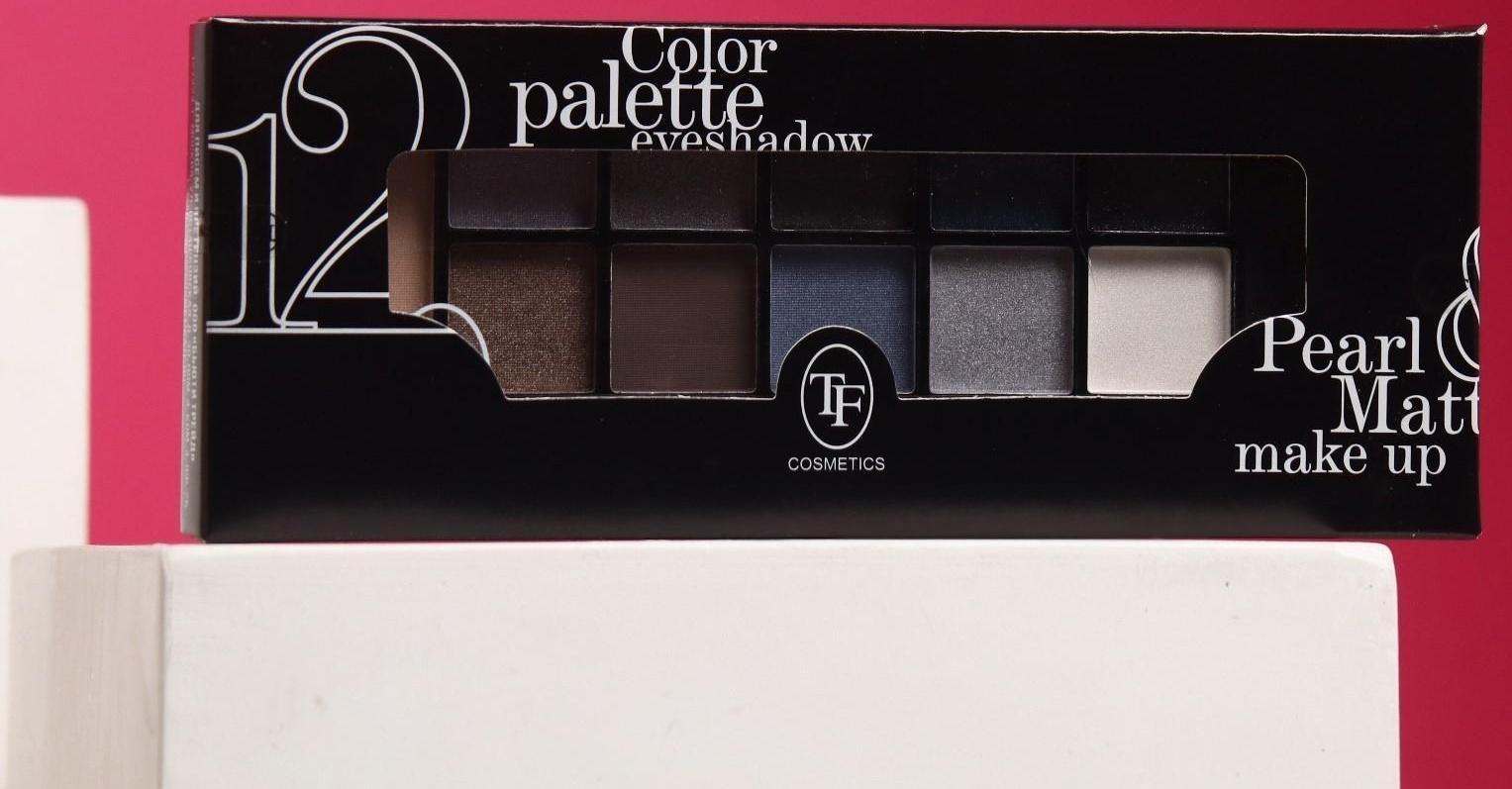 Тени для век TF Color Palette Eyeshadow 12 оттенков, тон 01C Дымчато-серая гамма