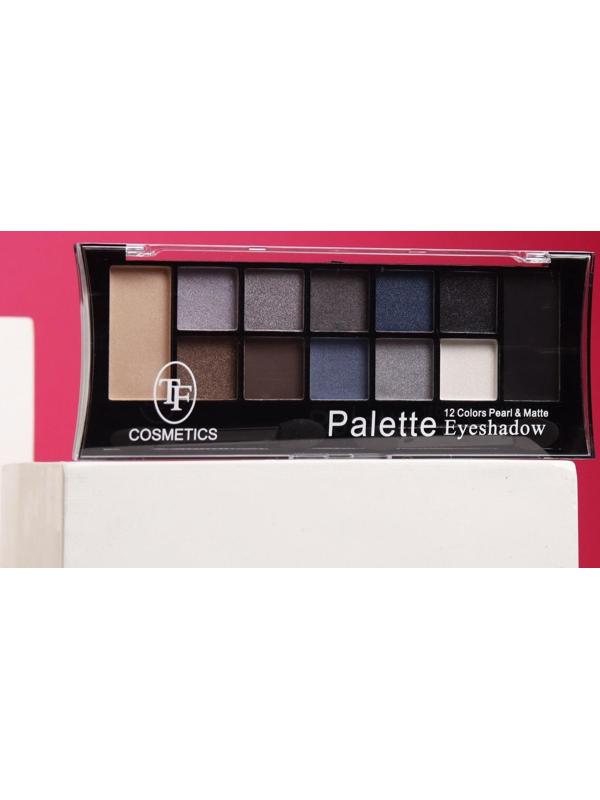 Тени для век TF Color Palette Eyeshadow 12 оттенков, тон 01C Дымчато-серая гамма