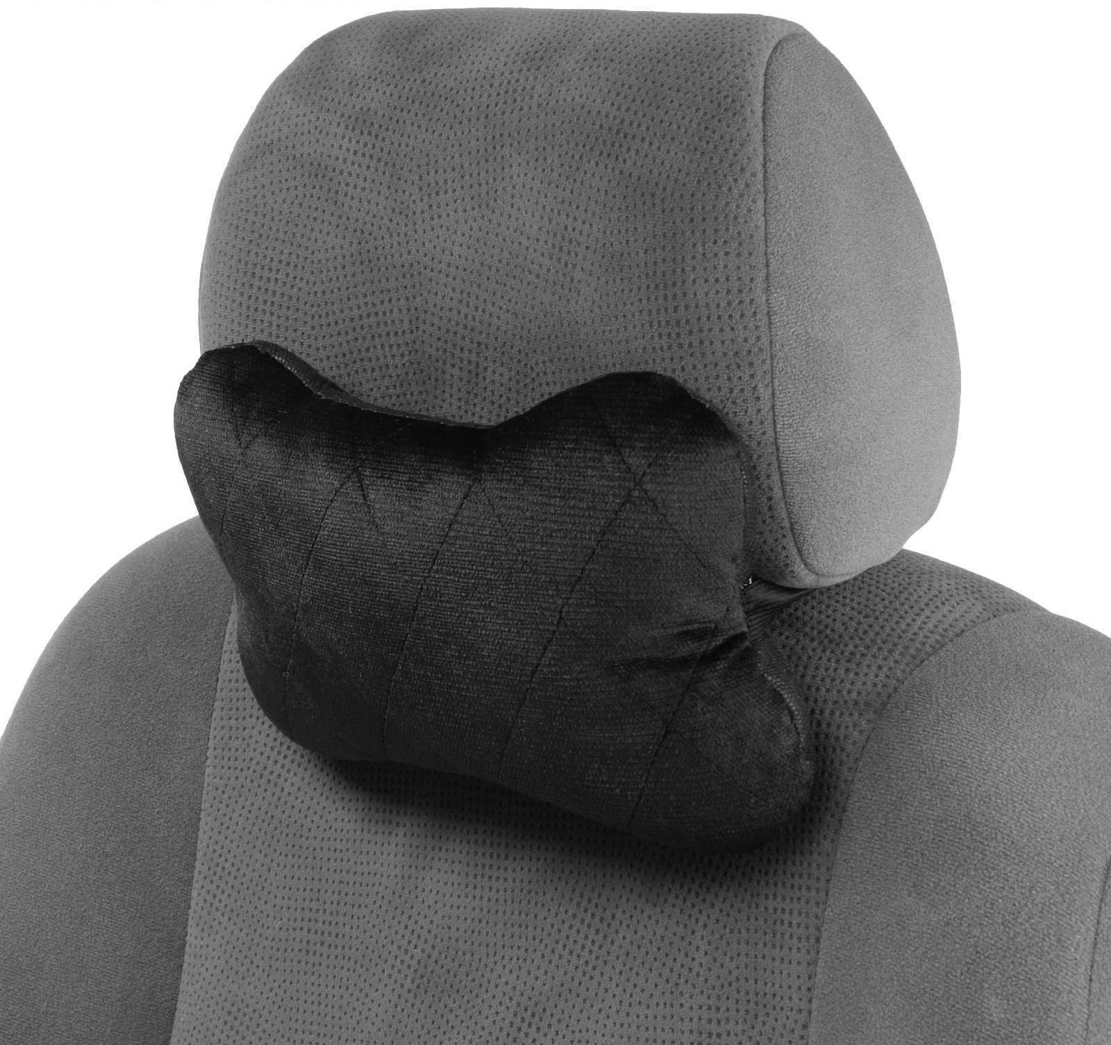 Подушка автомобильная косточка, на подголовник, велюр, черный, ромб, 16х24 см