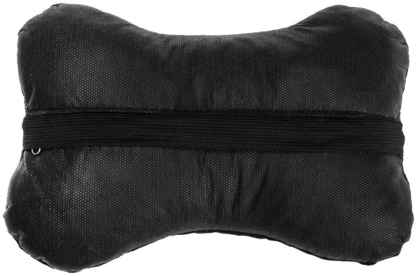 Подушка автомобильная косточка, на подголовник, велюр, черный, ромб, 16х24 см