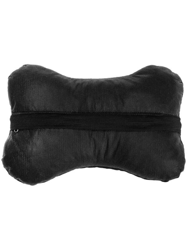Подушка автомобильная косточка, на подголовник, велюр, черный, ромб, 16х24 см