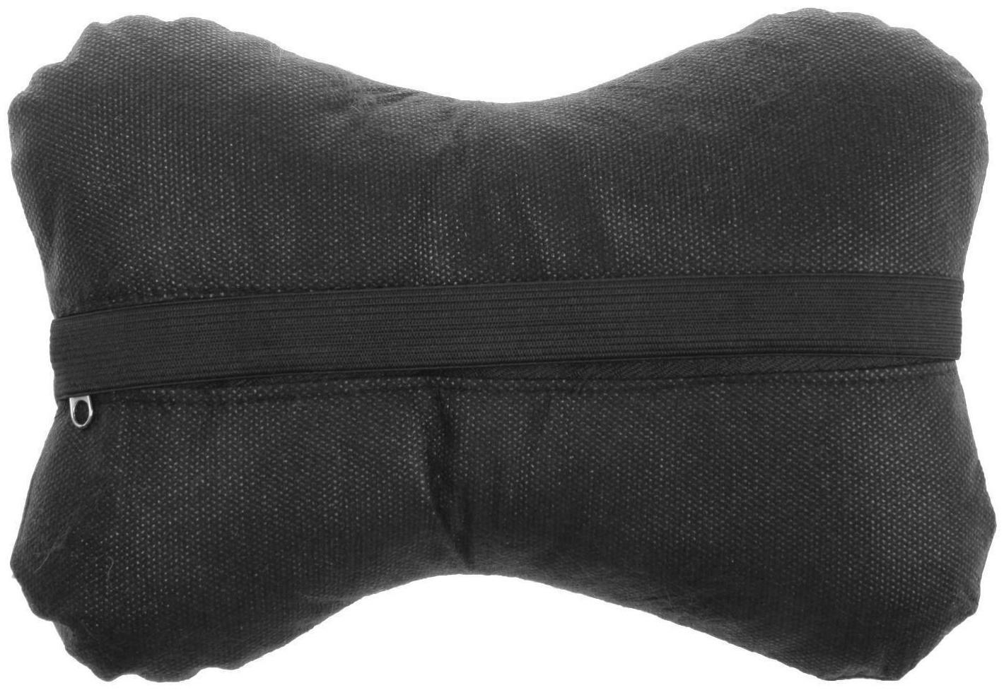 Подушка автомобильная косточка, на подголовник, экокожа, черный, 16х24 см
