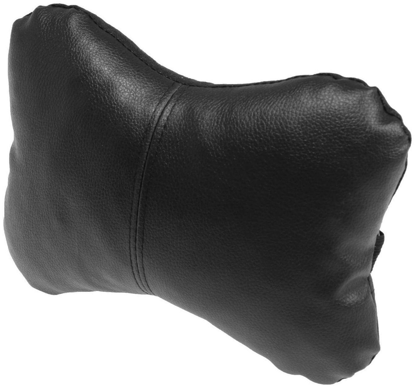 Подушка автомобильная косточка, на подголовник, экокожа, черный, 16х24 см