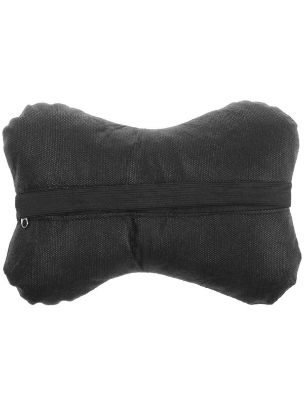 Подушка автомобильная косточка, на подголовник, экокожа, черный, 16х24 см