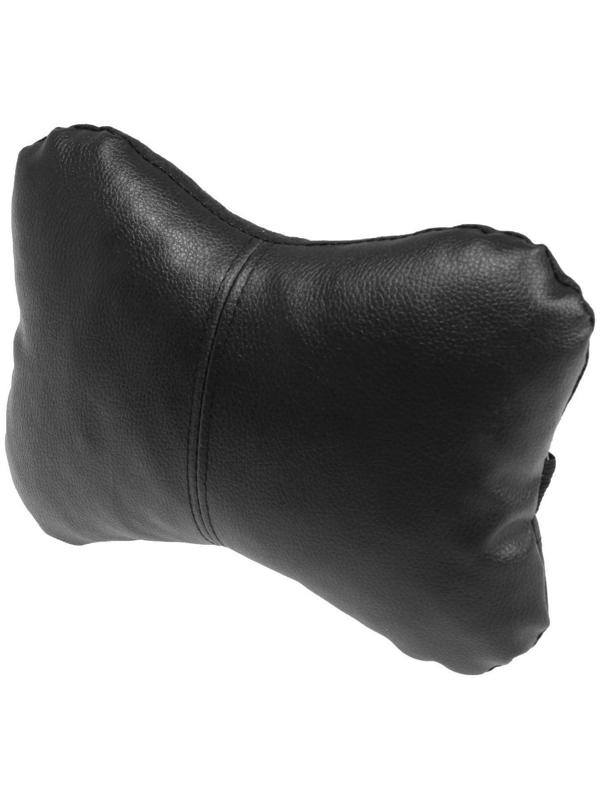 Подушка автомобильная косточка, на подголовник, экокожа, черный, 16х24 см