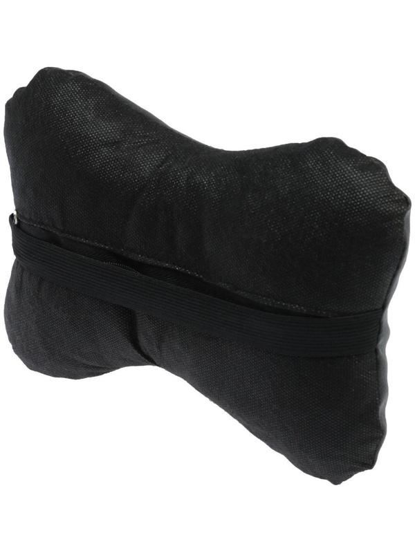 Подушка автомобильная косточка, на подголовник, экокожа, черный, 16х24 см