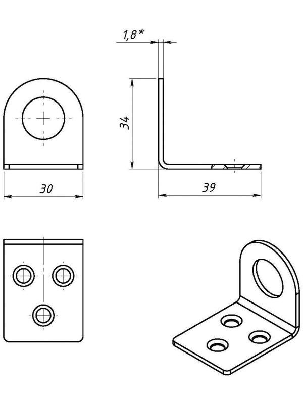 Пробой-ушко гнутое 30х70 цинк, 200 шт.