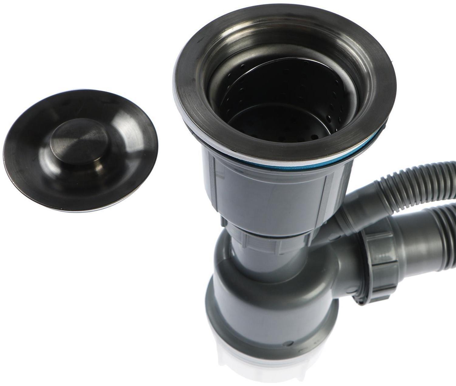 Мойка FABIA PROFI, 60х50 см, графит, врезная, S = 3,0 и 0,8 мм, сифон с переливом + корзина