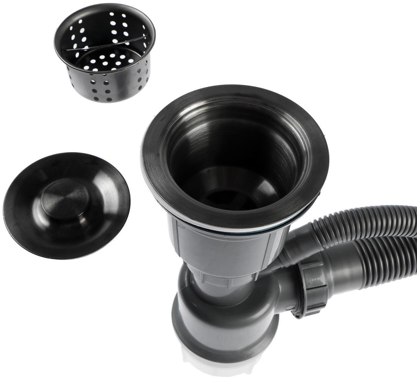 Мойка FABIA PROFI, 60х50 см, графит, врезная, S = 3,0 и 0,8 мм, сифон с переливом + корзина