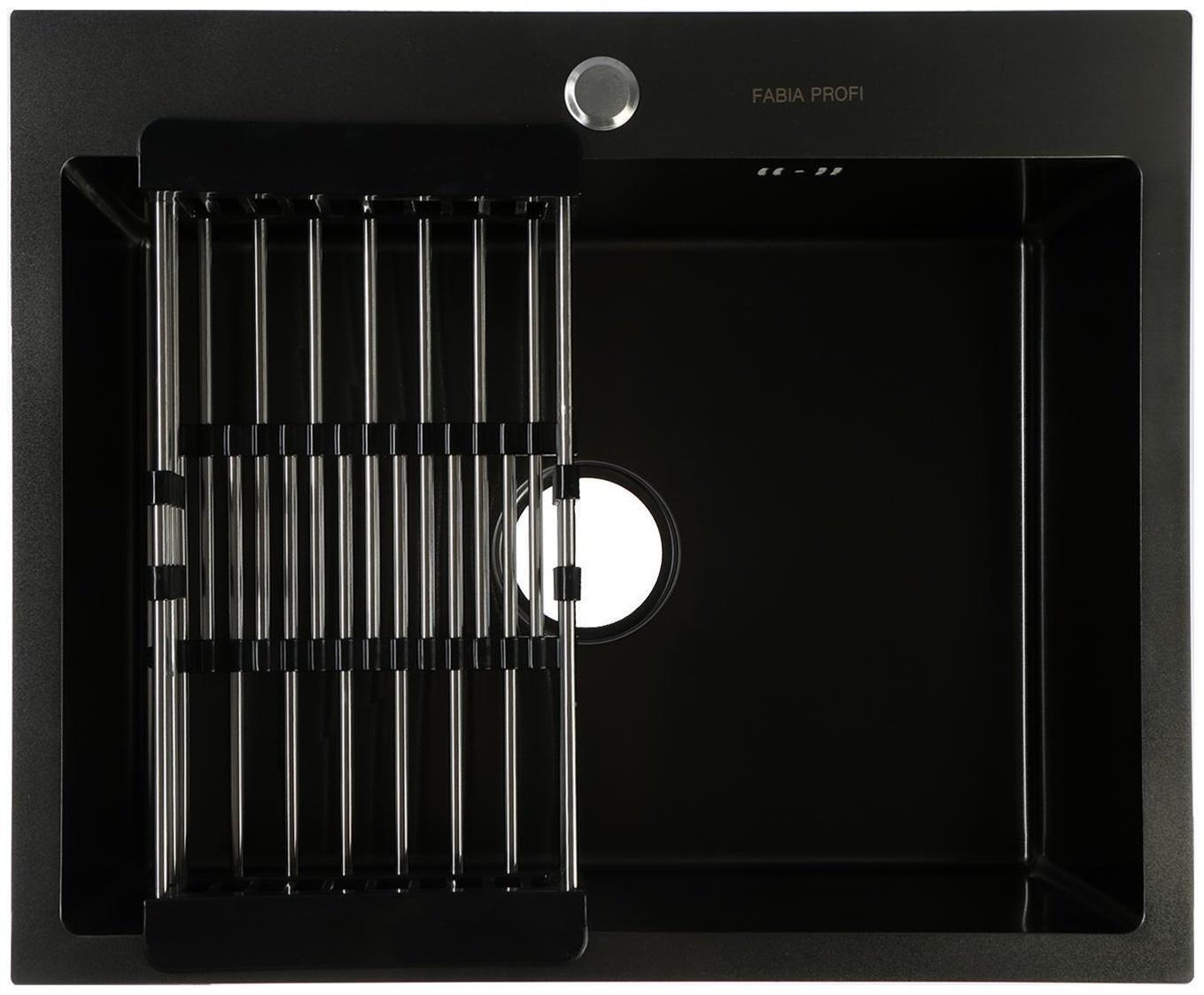 Мойка FABIA PROFI, 60х50 см, графит, врезная, S = 3,0 и 0,8 мм, сифон с переливом + корзина