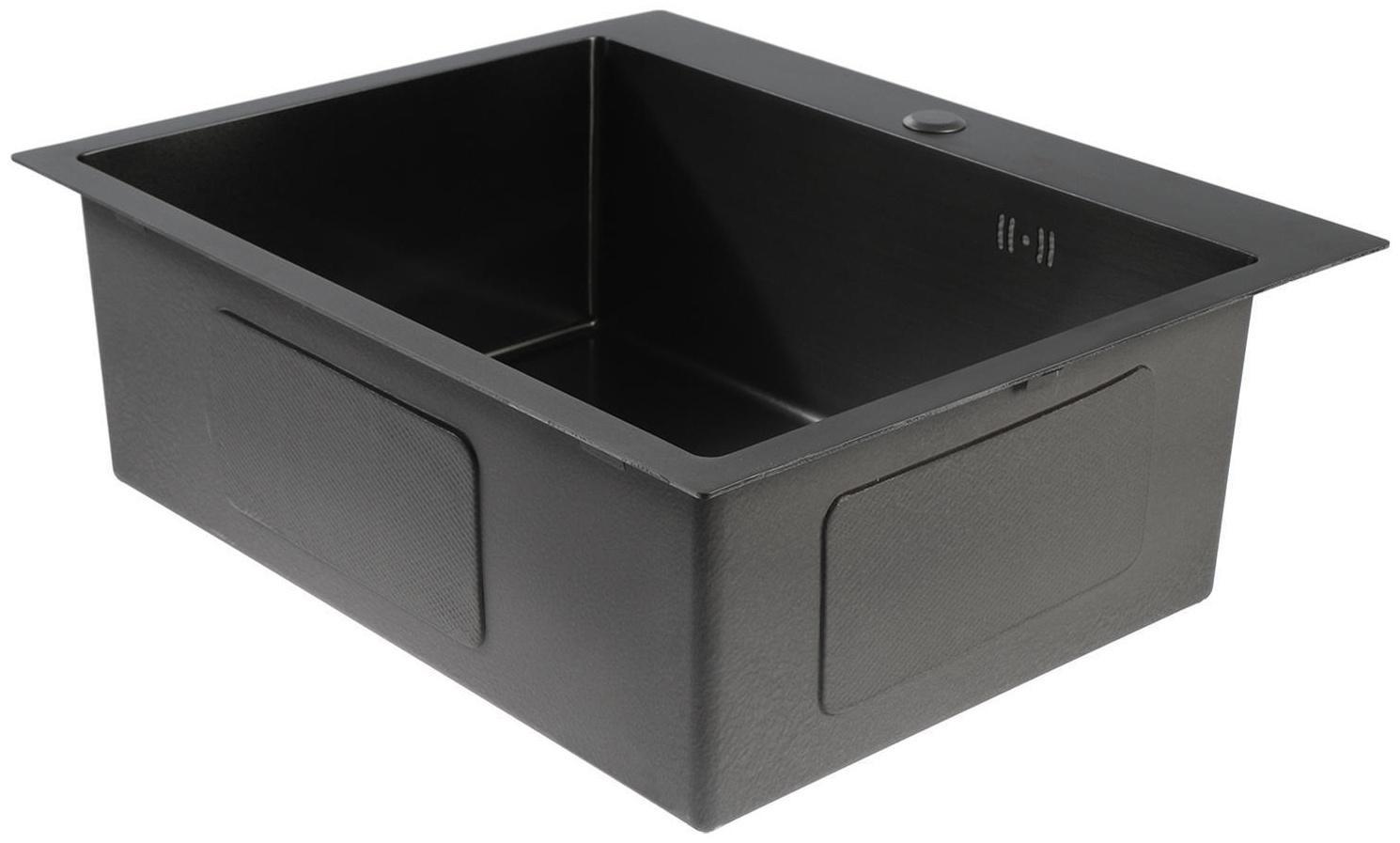 Мойка FABIA PROFI, 60х50 см, графит, врезная, S = 3,0 и 0,8 мм, сифон с переливом + корзина