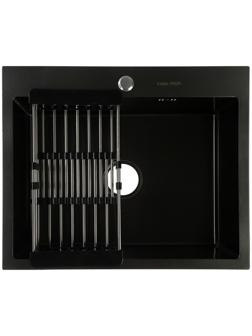 Мойка FABIA PROFI, 60х50 см, графит, врезная, S = 3,0 и 0,8 мм, сифон с переливом + корзина