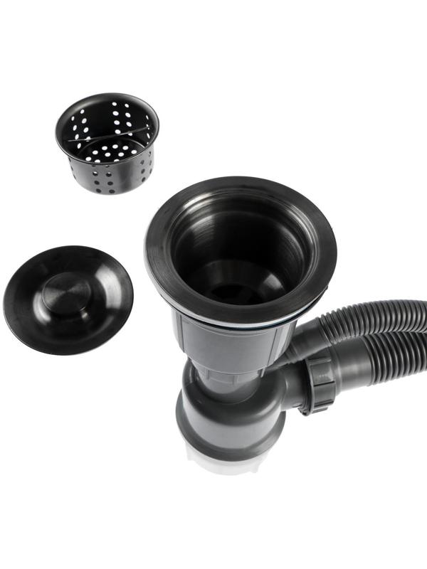 Мойка FABIA PROFI, 60х50 см, графит, врезная, S = 3,0 и 0,8 мм, сифон с переливом + корзина