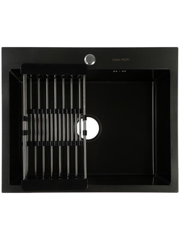Мойка FABIA PROFI, 60х50 см, графит, врезная, S = 3,0 и 0,8 мм, сифон с переливом + корзина
