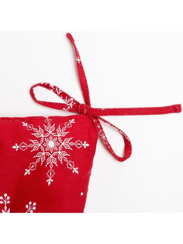 Сидушка на стул «Белые снежинки» 42х42х5 см, 100% хлопок, 164 г/м2