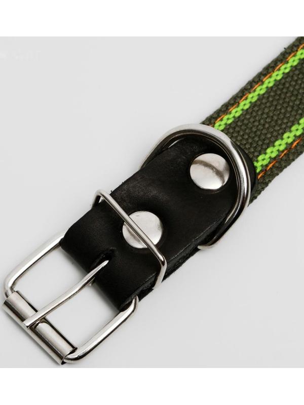 Ошейник брезентовый щенячий двухслойный, хаки/зелёный, 67 х 3 см, ОШ до 55 см