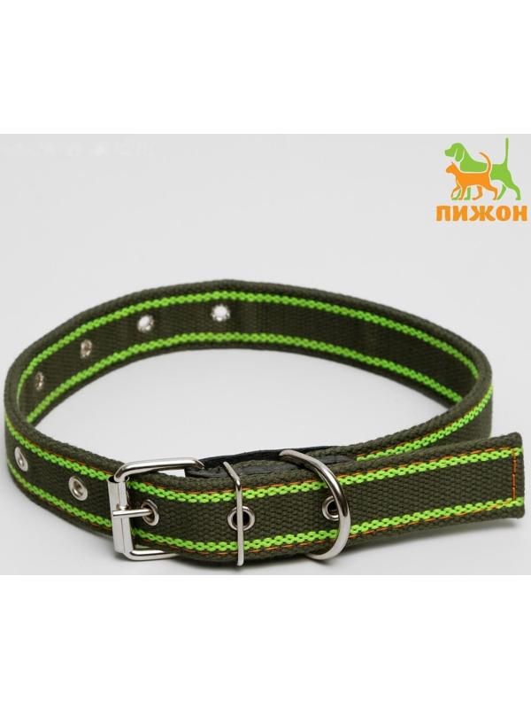 Ошейник брезентовый щенячий двухслойный, хаки/зелёный, 67 х 3 см, ОШ до 55 см