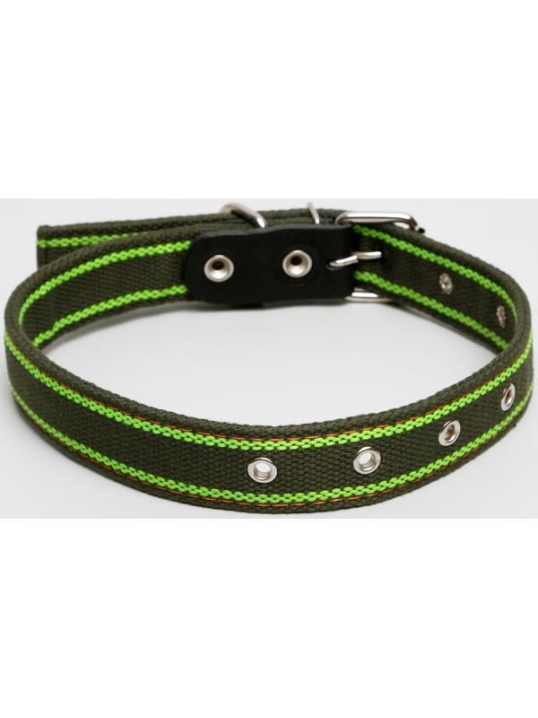 Ошейник брезентовый щенячий двухслойный, хаки/зелёный, 67 х 3 см, ОШ до 55 см