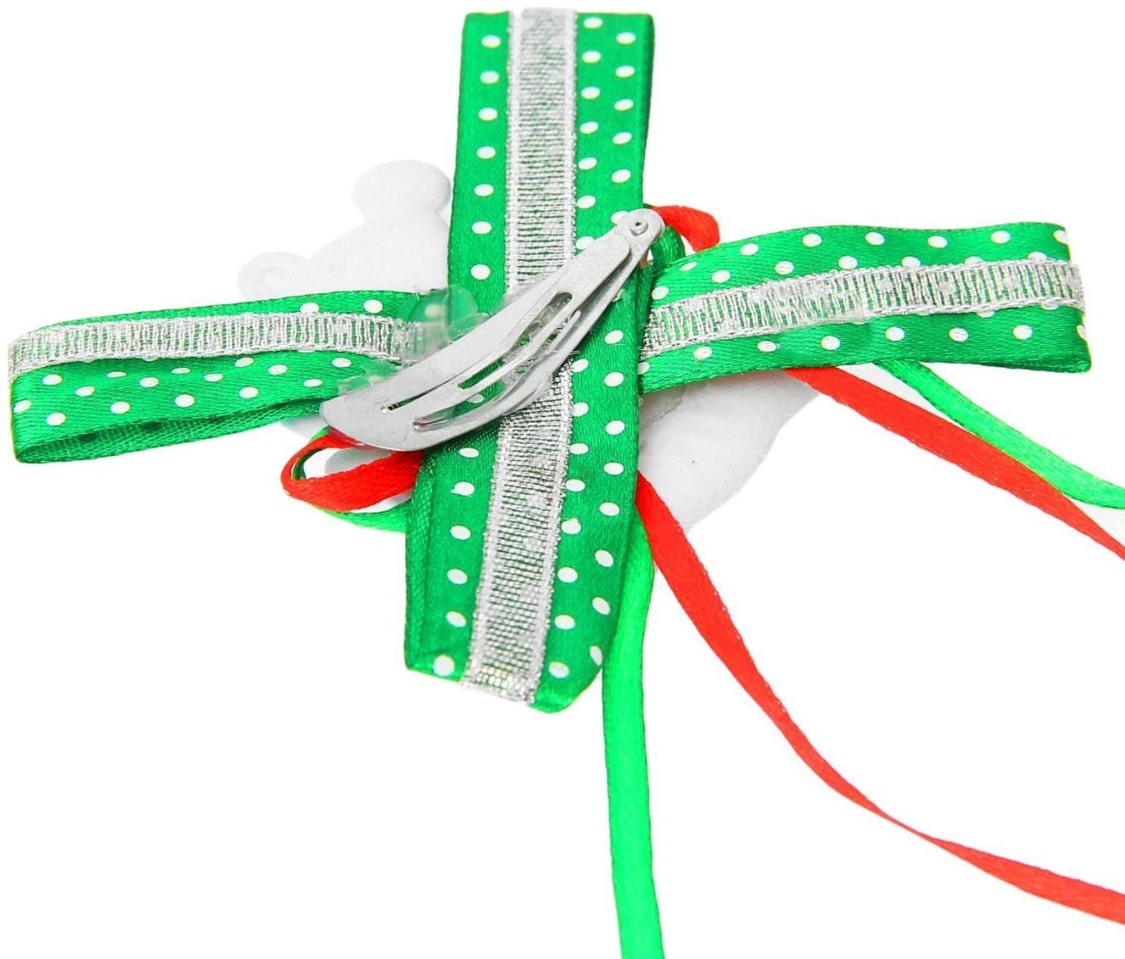 Карнавальный зажим «Снеговик», с бантиком, виды МИКС