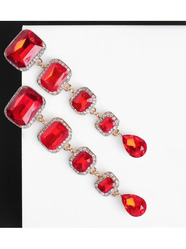 Серьги висячие со стразами 