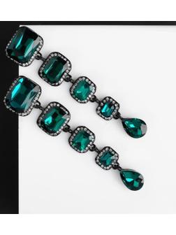 Серьги висячие со стразами 