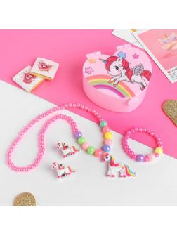 Комплект детский 3 предмета: клипсы, бусы, браслет 