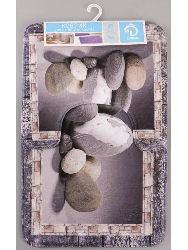 Набор ковриков для ванной и туалета Доляна «Камушки», 2 шт: 45×70, 39×45 см