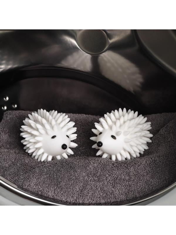 Шарики для стирки белья Доляна «Ёжики», 2 шт, цвет белый