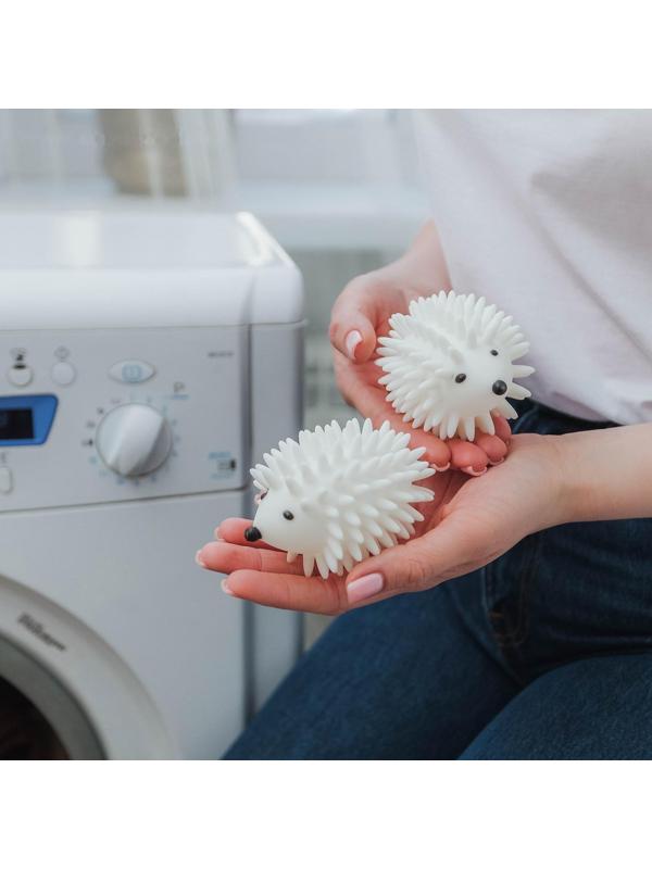 Шарики для стирки белья Доляна «Ёжики», 2 шт, цвет белый