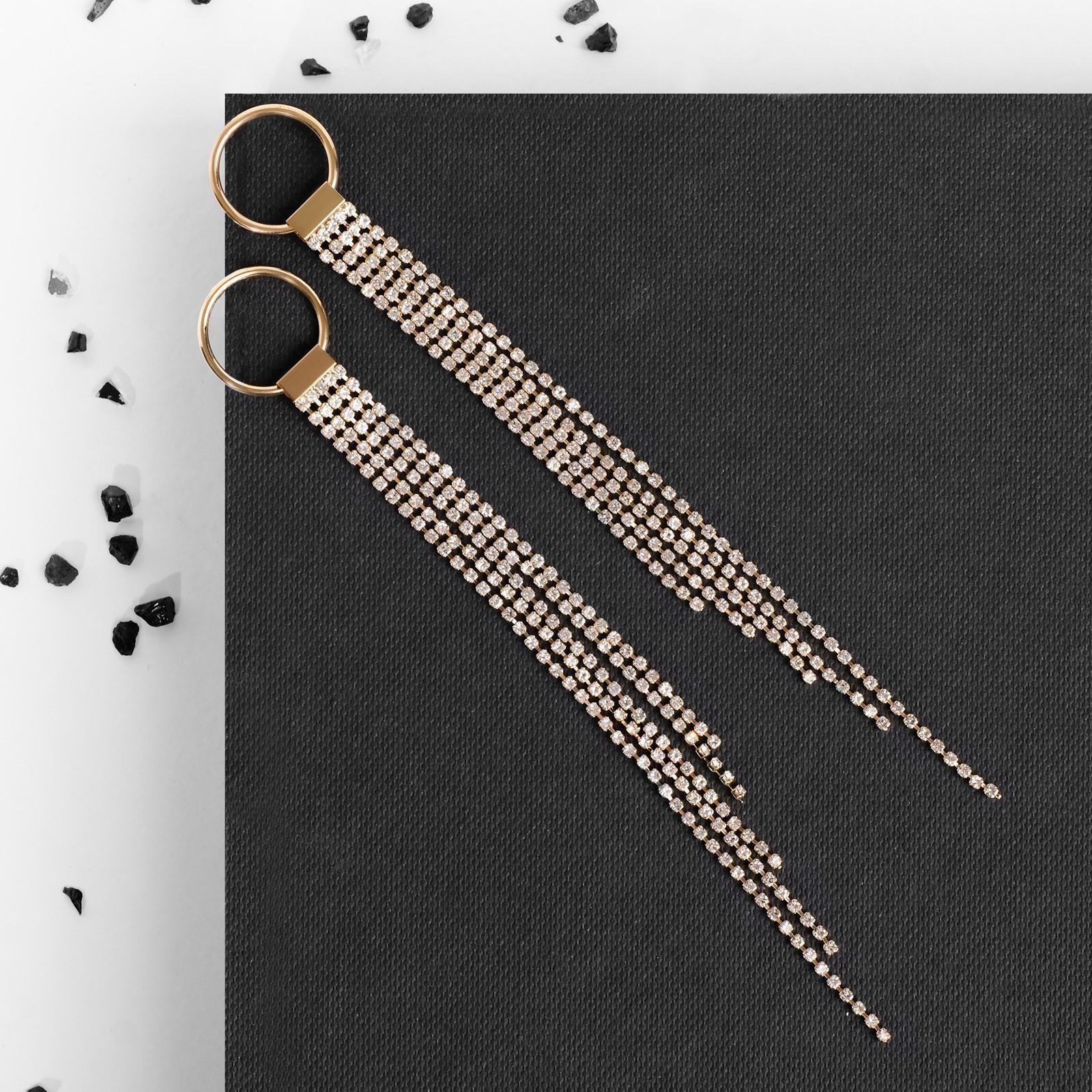 Серьги висячие со стразами 