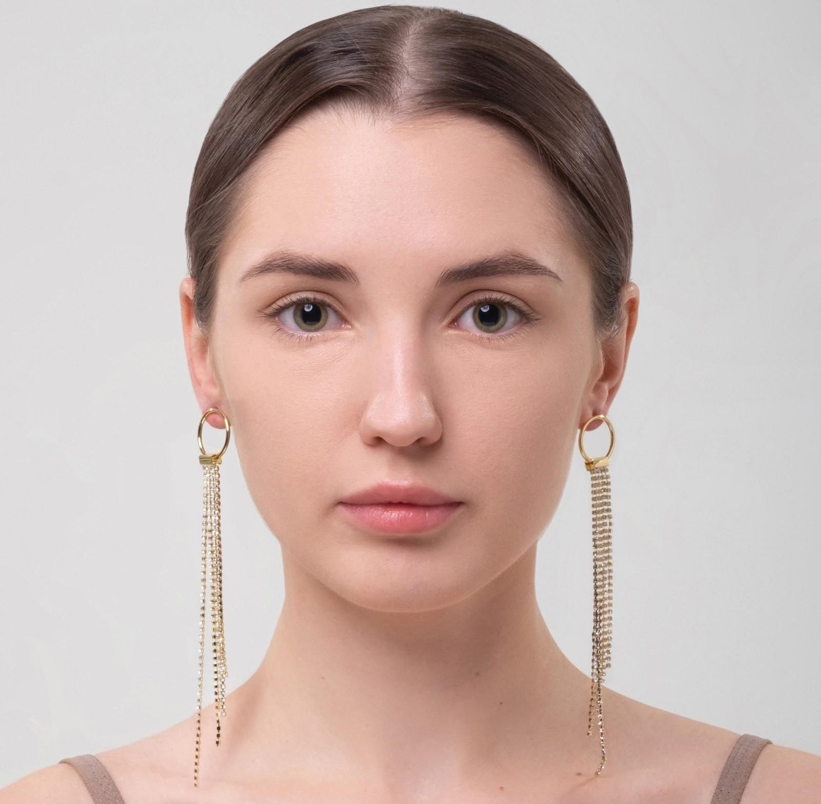 Серьги висячие со стразами 