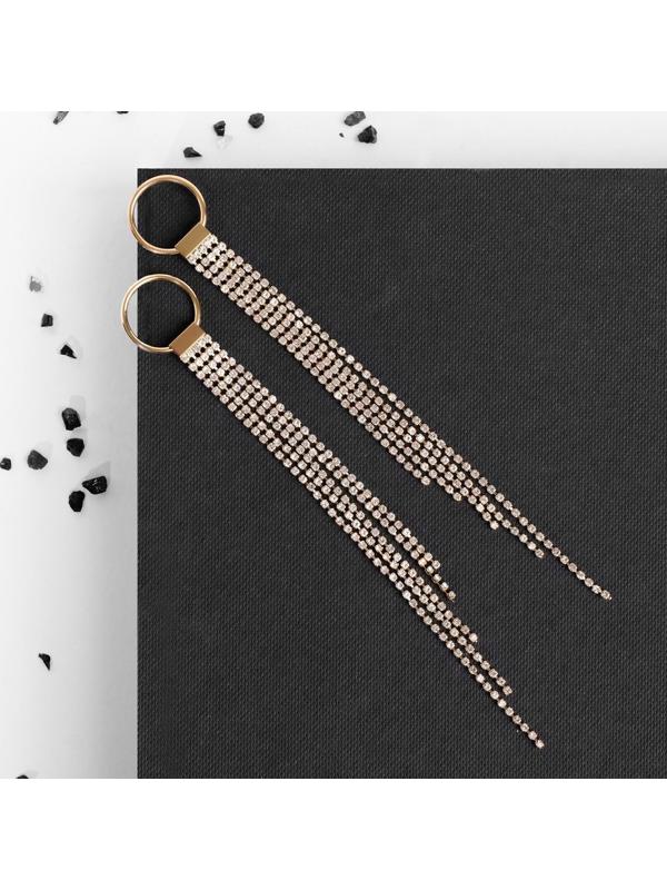 Серьги висячие со стразами 