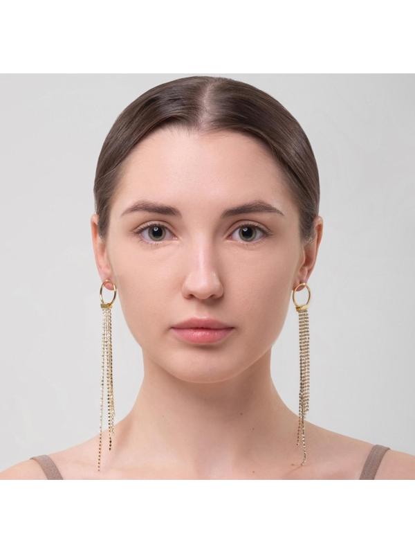 Серьги висячие со стразами 