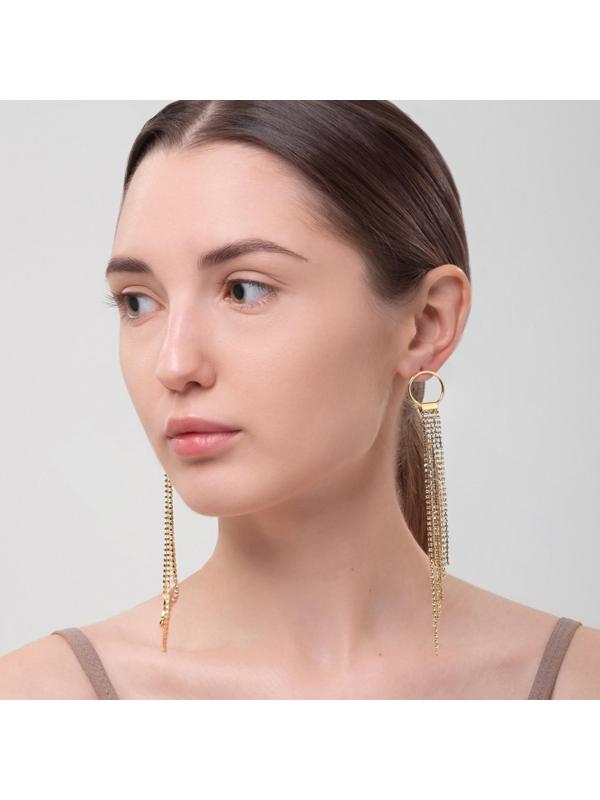 Серьги висячие со стразами 