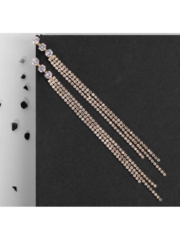 Серьги висячие со стразами 