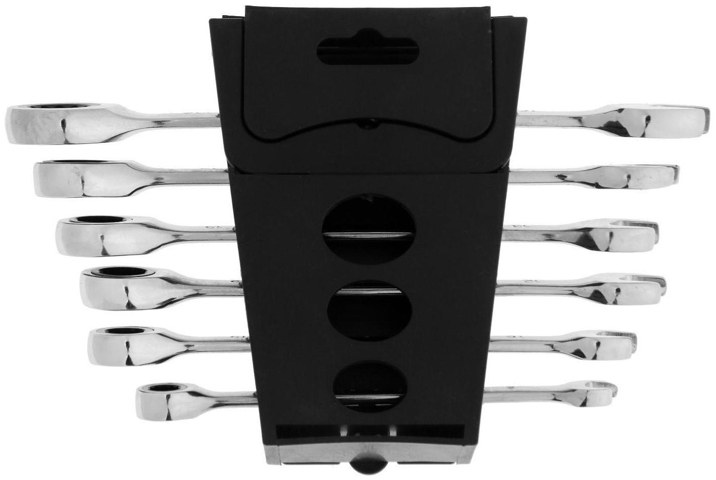 Набор ключей комбинированных трещоточных ТУНДРА, CrV, 72 зуба, 8 - 17 мм, 6 шт.