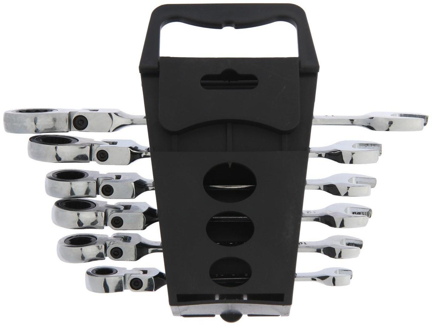 Набор ключей комбинированных трещоточных шарнирных ТУНДРА, CrV, 72 зуба, 8 - 17 мм, 6 шт.