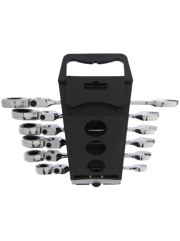 Набор ключей комбинированных трещоточных шарнирных ТУНДРА, CrV, 72 зуба, 8 - 17 мм, 6 шт.