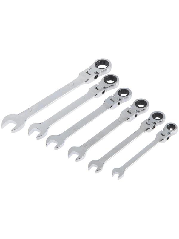 Набор ключей комбинированных трещоточных шарнирных ТУНДРА, CrV, 72 зуба, 8 - 17 мм, 6 шт.