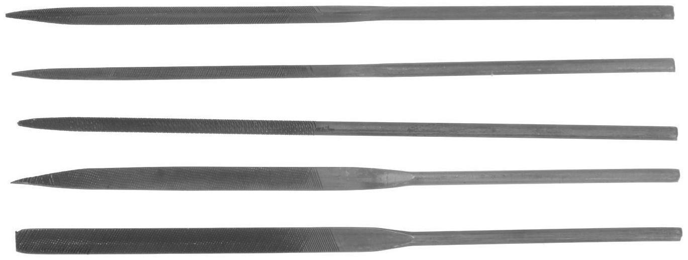 Набор надфилей ЛОМ, металлические рукоятки, 60 х 140 х 3 мм, 5 шт.