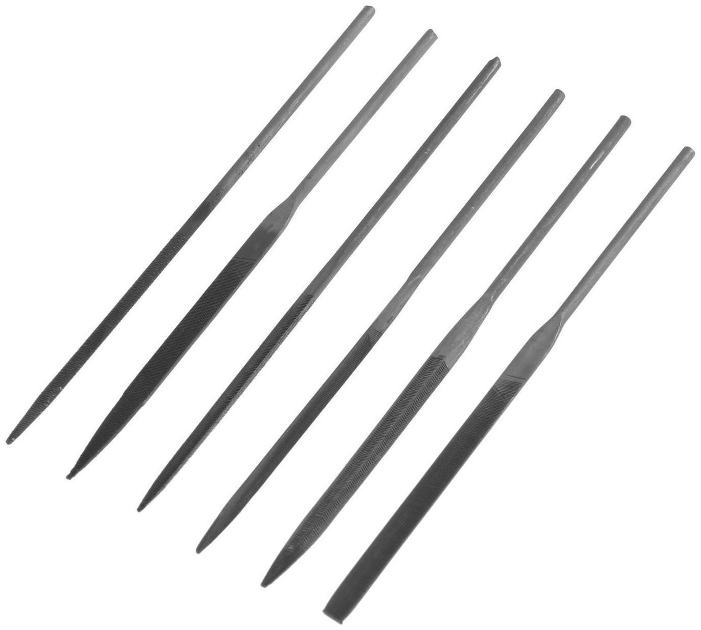 Набор надфилей ЛОМ, металлические рукоятки, 60 х 140 х 3 мм, 6 шт.