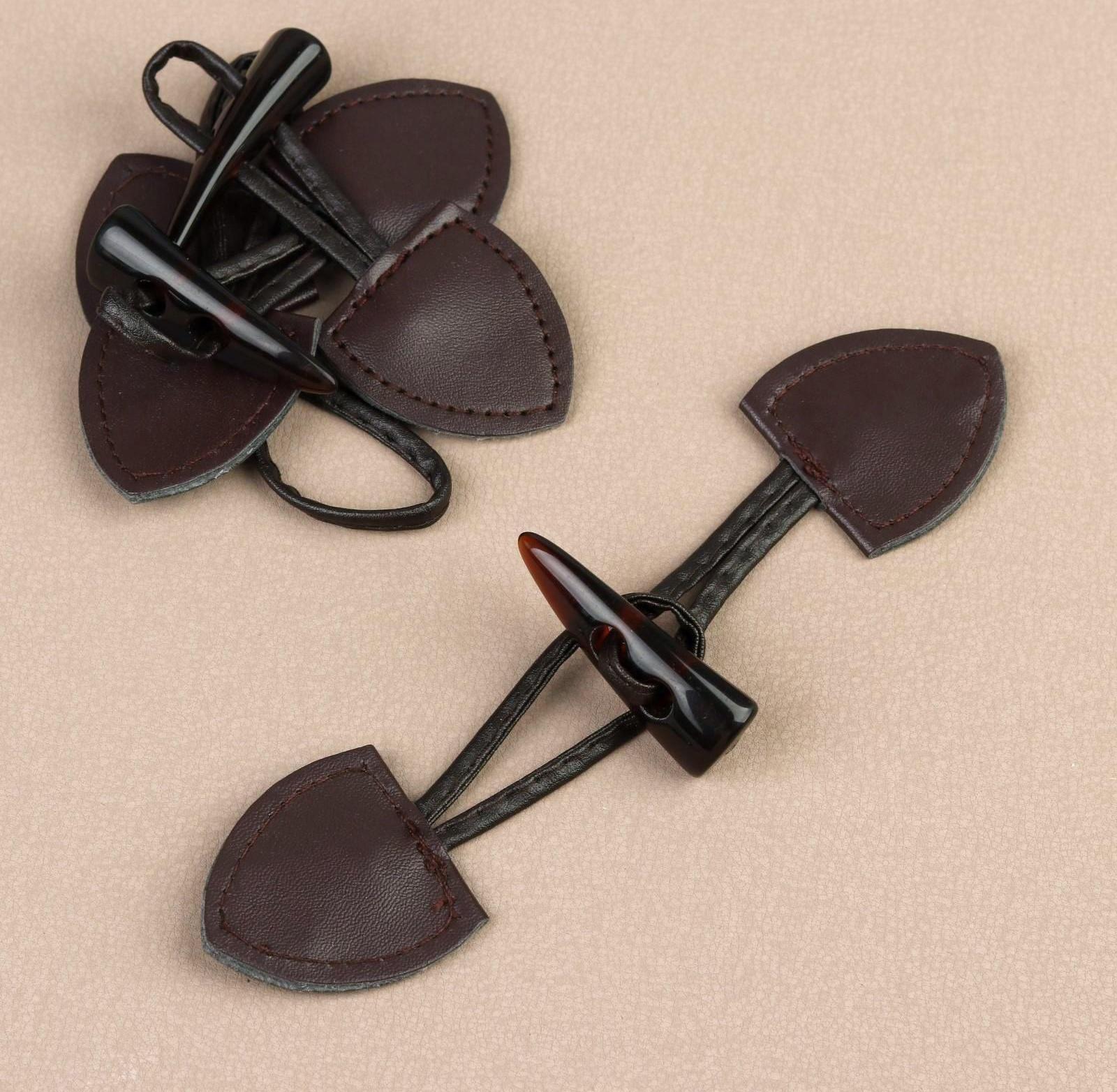 Застёжка-клевант 16 × 3,6 см, 3 шт, цвет коричневый