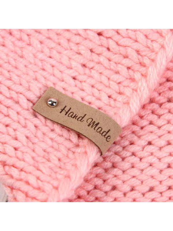 Бирка с кнопкой «Hand made», 8 × 1,5 см, 10 шт, цвет бежевый