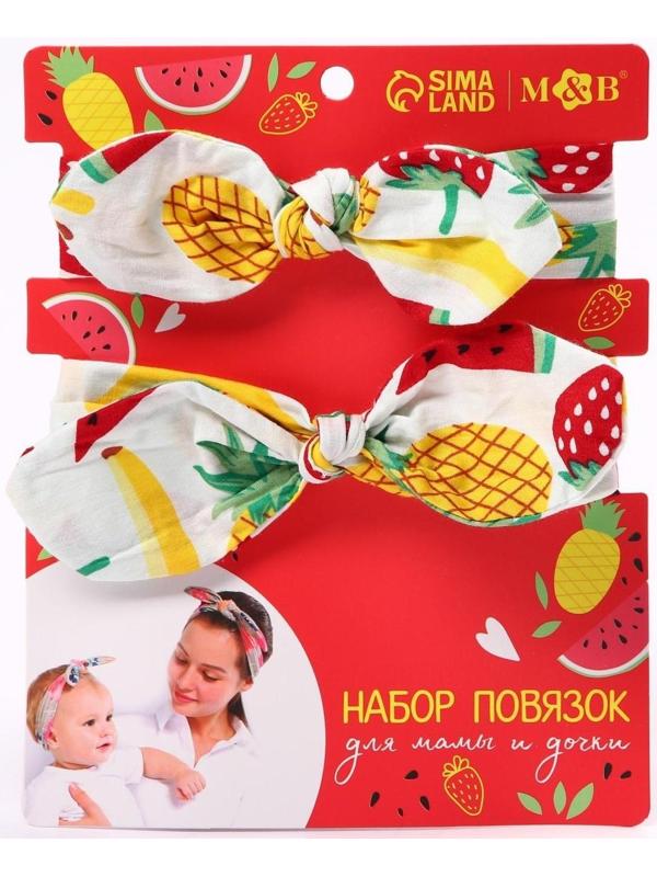 Набор повязок на голову для мамы и дочки «Узоры», 2 шт., МИКС
