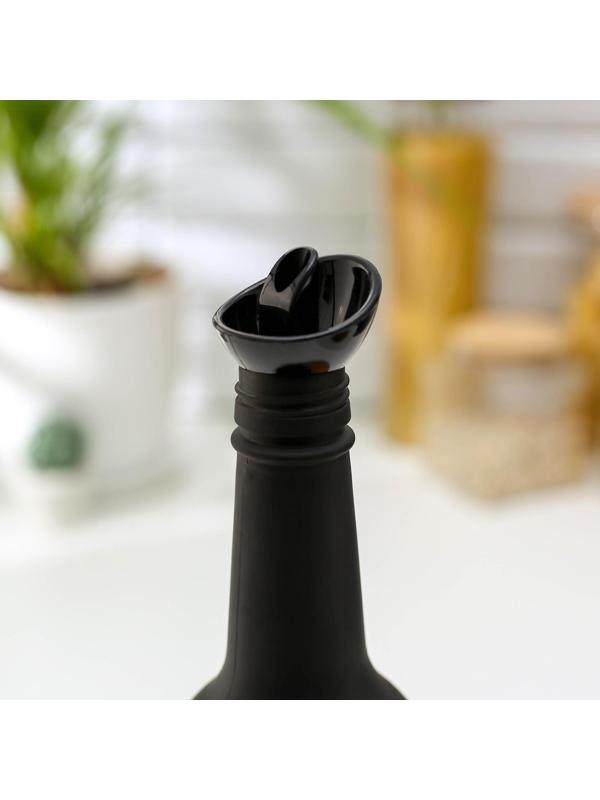 Бутыль стеклянная для соуса и масла «Золотая листва», 750 мл, цвет чёрный