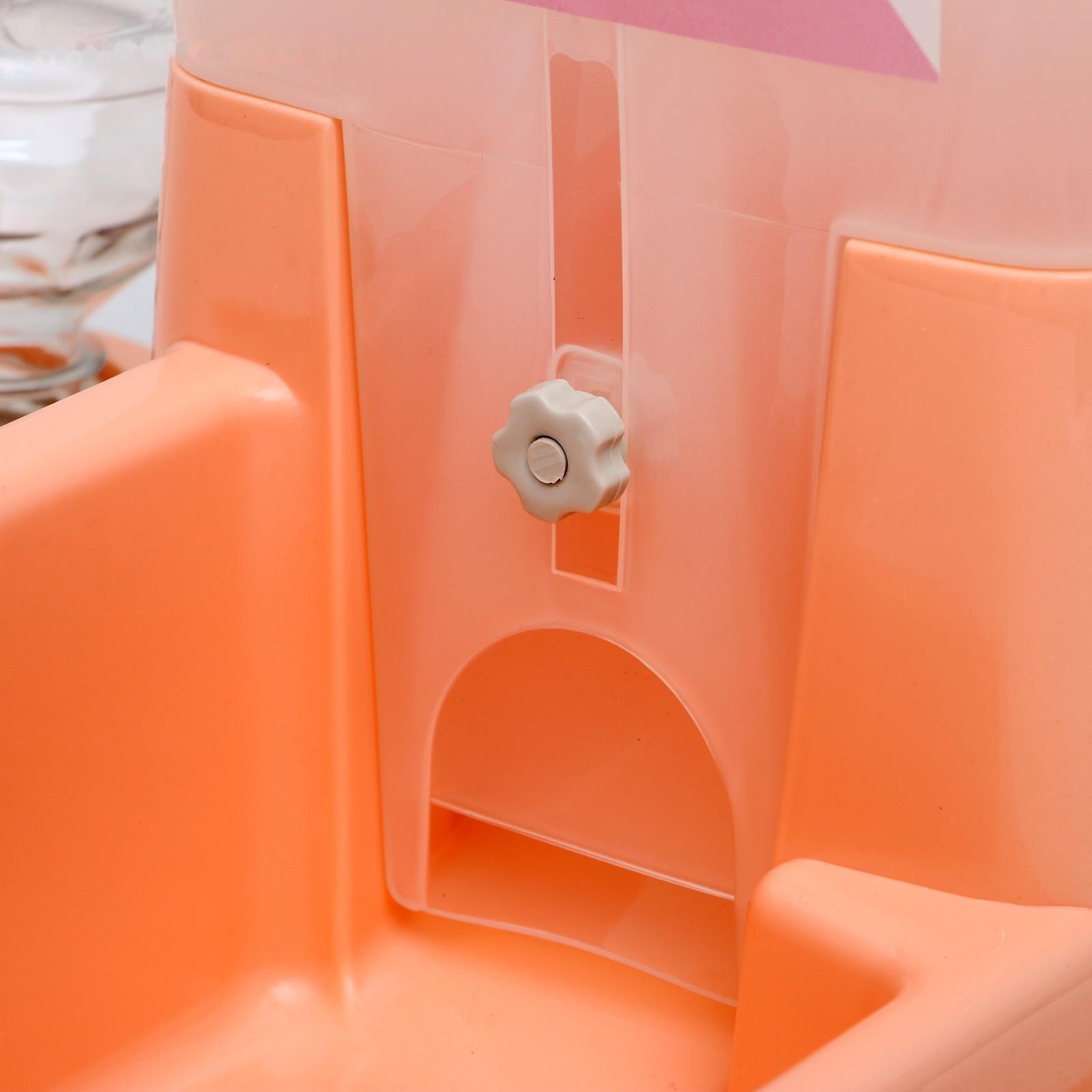 Комплекс: контейнер для корма 38х22х34 см (1,5 кг), съемная миска и поилка, персиковый